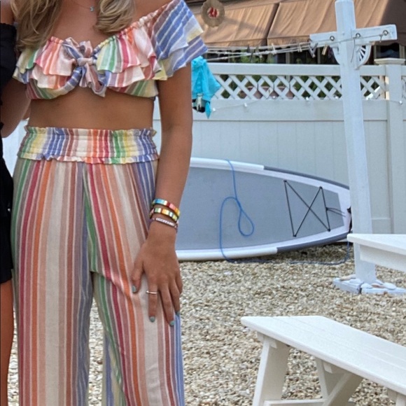 Rainbow striped set. Top and bottom. - Picture 2 of 3